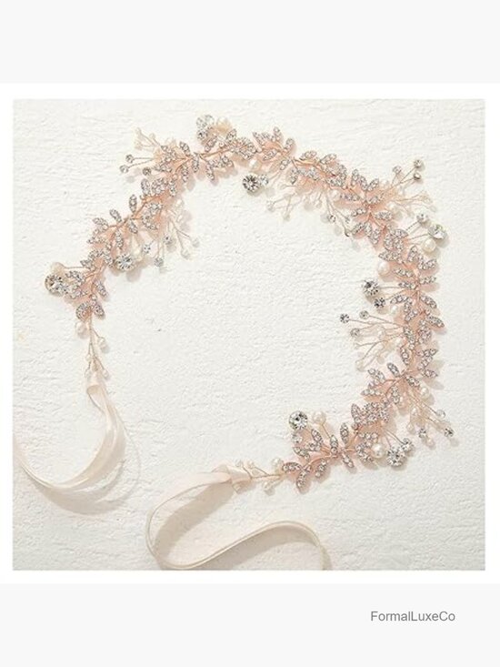 Crystal Bridal Headpiece Rose Gold Wedding Hair Vine Rhinestone Hair Band